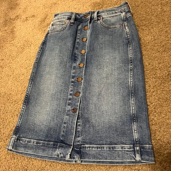NWOT J.Crew Petite Denim button-front midi skirt in 0P - Picture 5 of 5